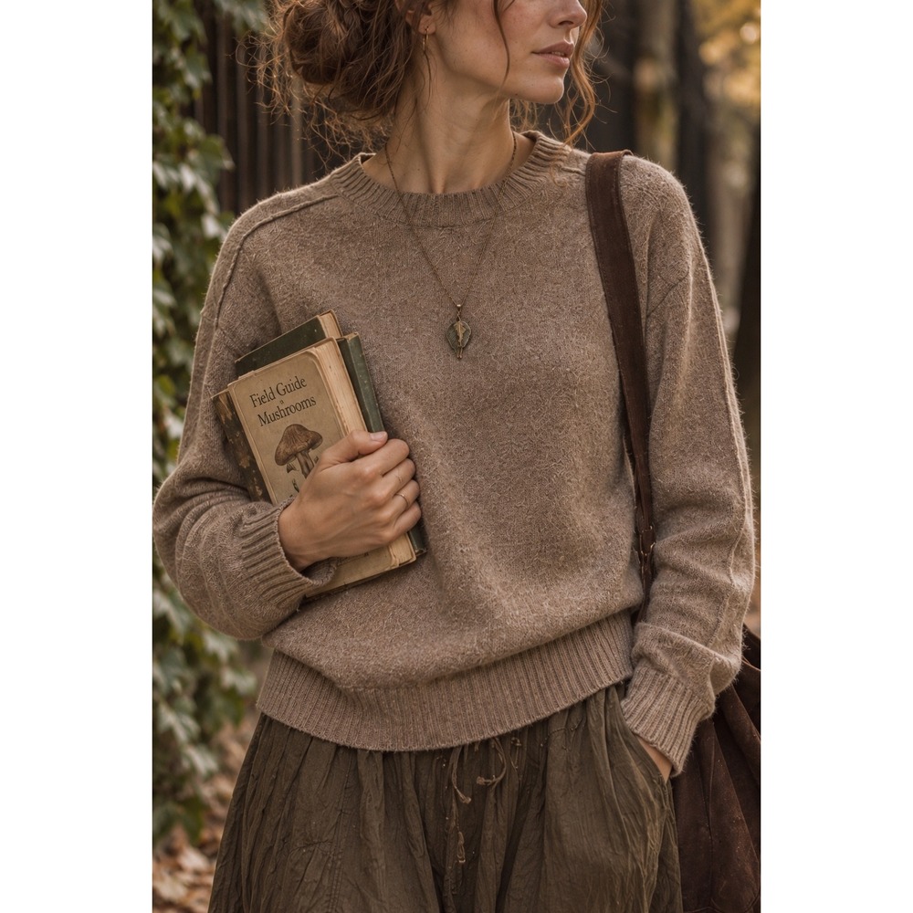 Everlane 100% Regenerative Wool Crewneck Sweater Brown L Minimalist Cottagcore